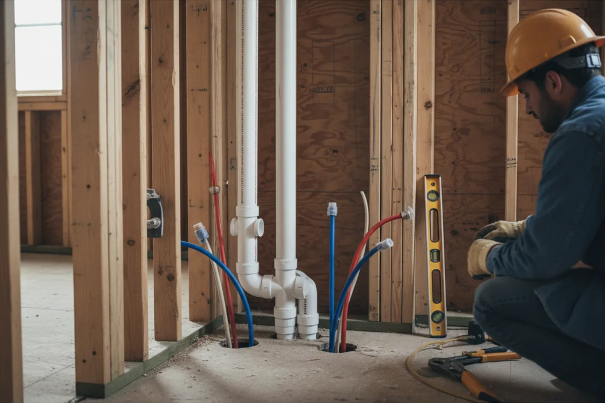 Drain and supply rough-in during Garbage Disposal Repair in Mellott