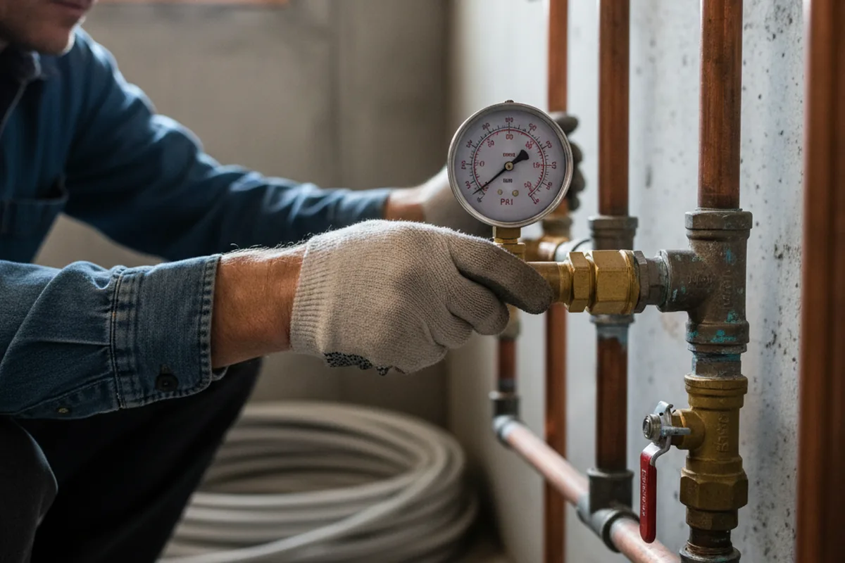 Pressure testing a repaired line during Water Line Repair in Mellott